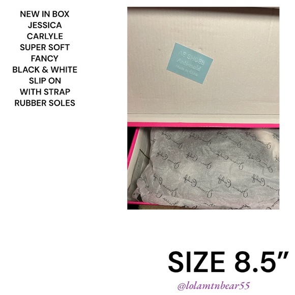 NEW IN BOX JESSICA CARLYLE SUPER SOFT FANCY BLK/WHITE SLIP ON SLING BACK SHOES - Picture 16 of 16